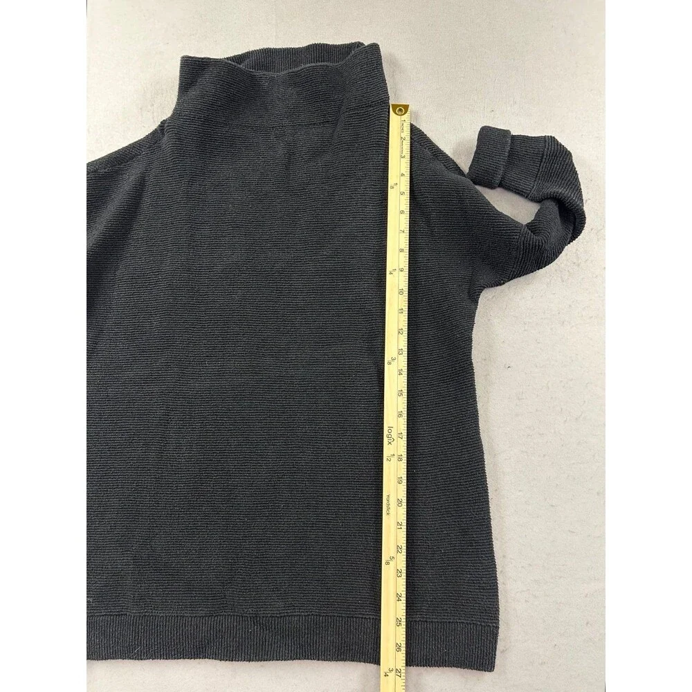 Free People Ottoman Slouchy Ribbed Tunic Sweater Mock Neck Black